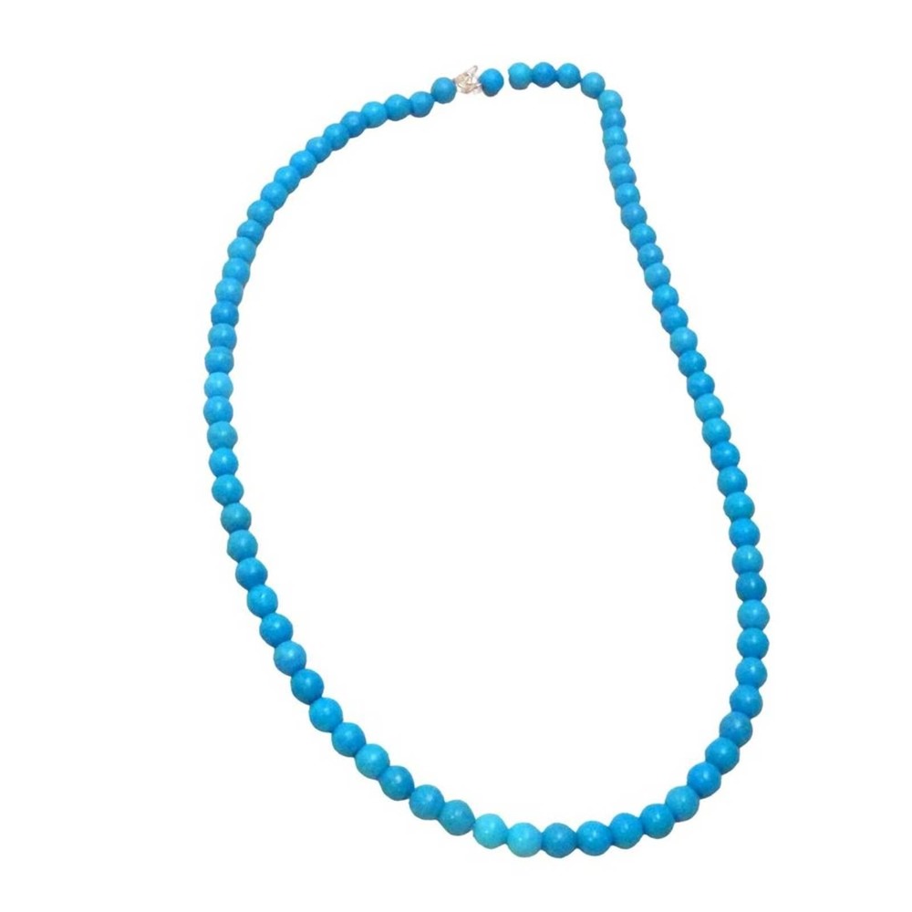 Faux Turquoise Blue Magnesite Beaded Necklace  1215